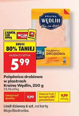 Biedronka Polędwica drobiowa w plastrach Kraina Wędlin, 250 g oferta