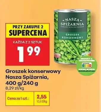Biedronka Groszek konserwowy Nasza Spiżarnia 400 g / 240 g oferta