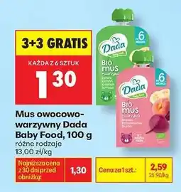 Biedronka Mus owocowo warzywny Dada Baby Food 100 g oferta