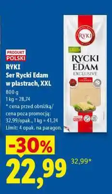 Lidl RYKI Ser Rycki Edam w plastrach, XXL oferta