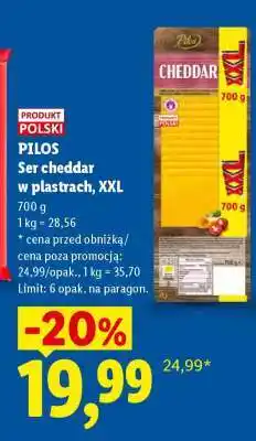 Lidl PILOS Ser cheddar w plastrach, XXL oferta