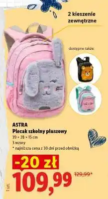 Lidl ASTRA Plecak szkolny pluszowy oferta