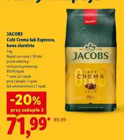 Lidl JACOBS Café Crema lub Espresso, kawa ziarnista oferta