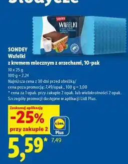 Lidl SONDEY Wafelki z kremem mlecznym z orzechami, 10-pak oferta