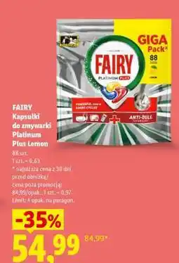 Lidl FAIRY Kapsułki do zmywarki Platinum Plus Lemon oferta