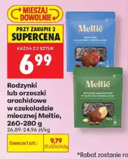 Biedronka Rodzynki lub orzeszki arachidowe w czekoladzie mlecznej Meltie oferta