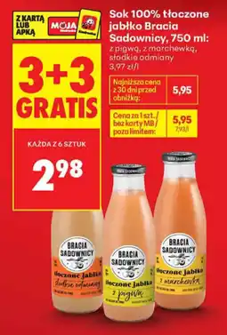 Biedronka Sok 100% tłoczone jabłko Bracia Sadownicy oferta