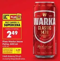 Biedronka Piwo Warka Jasne Pełne oferta