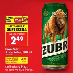 Biedronka Piwo Żubr Jasne Pełne oferta
