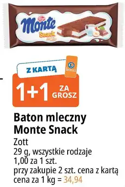 E.Leclerc Baton mleczny Monte Snack Zott oferta