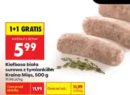 Biedronka Kiełbasa biała surowa z tymiankiem Kraina Mięs oferta