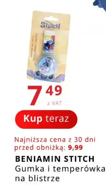Beniamin Stitch Gumka i temperówka na blistrze