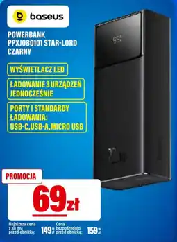 RTV EURO AGD Powerbank Baseus PPXJ080101 Star-Lord Czarny oferta