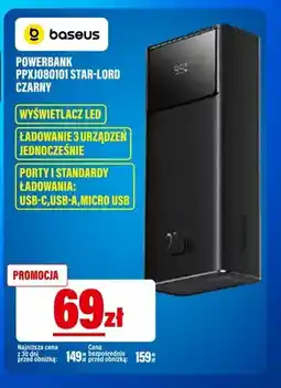 RTV EURO AGD Powerbank Baseus PPXJ080101 Star-Lord Czarny oferta