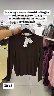 Pepco Brązowy sweter damski z długim rękawem oferta