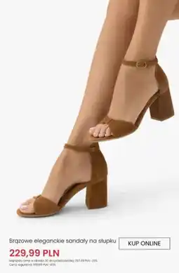 Ryłko Brązowe eleganckie sandały na słupku oferta