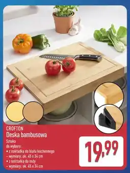 ALDI Deska bambusowa z ostrzałką do noży Crofton 45x34 cm oferta