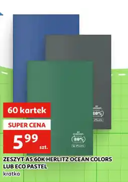 Auchan Zeszyt A5 60K Herlitz Ocean Colors lub Eco Pastel oferta