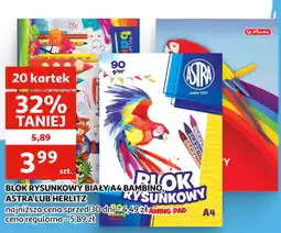 Auchan Blok Rysunkowy Biały A4 Bambino, Astra lub Herlitz oferta