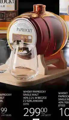 Selgros Whisky Paprocky Single Malt 40% w beczce z 2 szklankami oferta