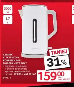 Selgros Czajnik elektryczny Kohersen A451 Modern Matt biały oferta