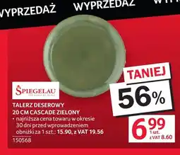 Selgros Talerz deserowy 20 cm Cascade zielony Spiegelau oferta