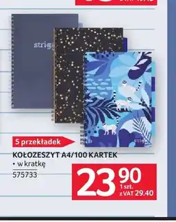 Selgros Kołozeszyt A4/100 kartek 5 przekładek Strigo oferta