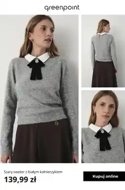 Greenpoint Szary sweter z białym kołnierzykiem Greenpoint oferta