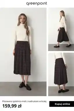 Greenpoint Plisowana spódnica midi z nadrukiem w kratę Greenpoint oferta