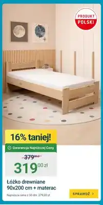 ERLI Łóżko drewniane 90x200 cm + materac oferta