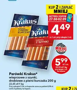 Lewiatan Parówki wieprzowe z szynki Krakus oferta