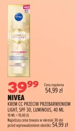 Drogerie Natura NIVEA KREM CC PRZECIW PRZEBARWIENIOM LIGHT, SPF 30, LUMINOUS oferta