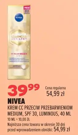Drogerie Natura NIVEA KREM CC PRZECIW PRZEBARWIENIOM MEDIUM, SPF 30, LUMINOUS oferta