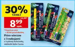 Auchan Pióro wieczne z 3 nabojami z irydową końcówką, niebieski kolor tuszu oferta