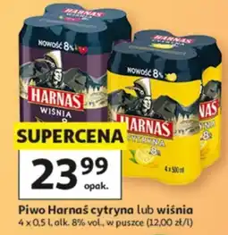 Auchan Piwo Harnas cytryna lub wiśnia oferta