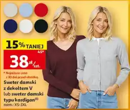 Auchan Sweter damski z dekoltem V lub sweter damski typu kardigan oferta
