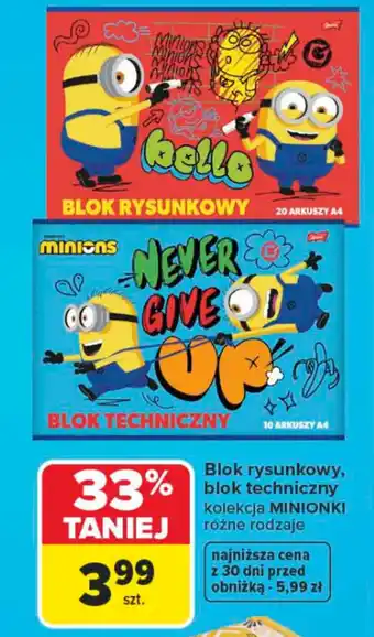 Blok rysunkowy, blok techniczny kolekcja MINIONKI