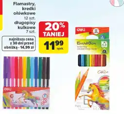 Carrefour Flamastry, kredki ołówkowe, długopisy kulkowe oferta