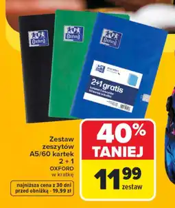Carrefour Zestaw zeszytów a5/60 kartek 2+1 oxford oferta