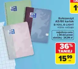 Carrefour Kołozeszyt A5/80 kartek B-YOU, B-LIGHT oferta