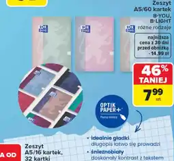 Carrefour Zeszyt A5/60 kartek B-YOU, B-LIGHT oferta