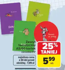 Carrefour Zeszyt tematyczny A5/60 kartek okładka PP oferta