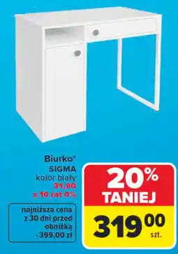 Carrefour Biurko SIGMA kolor biały oferta