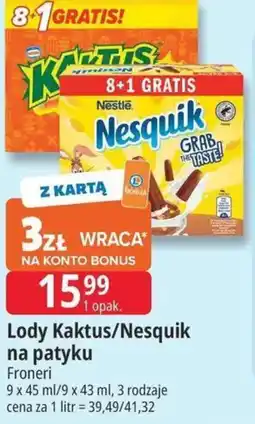 E.Leclerc Lody Kaktus/Nesquik na patyku Froneri oferta