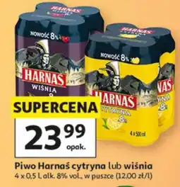 Auchan Piwo Harnaś cytryna lub wiśnia oferta