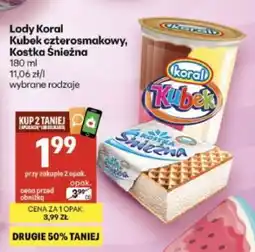 Delikatesy Centrum Lody Koral Kubek czterosmakowy, Kostka Śnieżna oferta