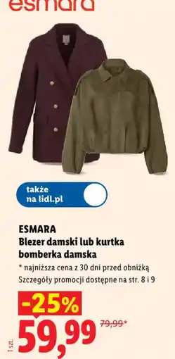 Lidl ESMARA Blezer damski lub kurtka bomberka damska oferta
