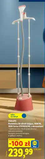 Lidl Parownica do ubrań stojąca, 1800 W, 1000 Series STH1020/40, z akcesoriami oferta