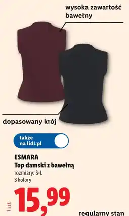 Lidl ESMARA Top damski z bawełną oferta