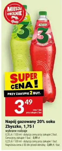 Twój Market Napój gazowany 20% soku Zbyszko oferta